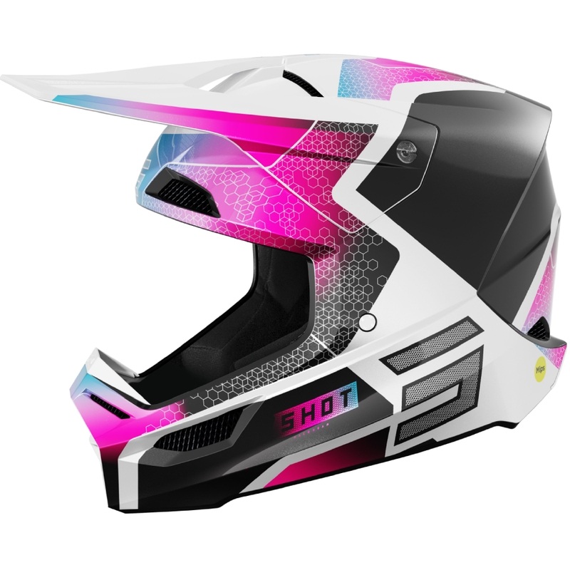 Motocrosshjelm Shot Race Phaser pearl sort-blå-pink