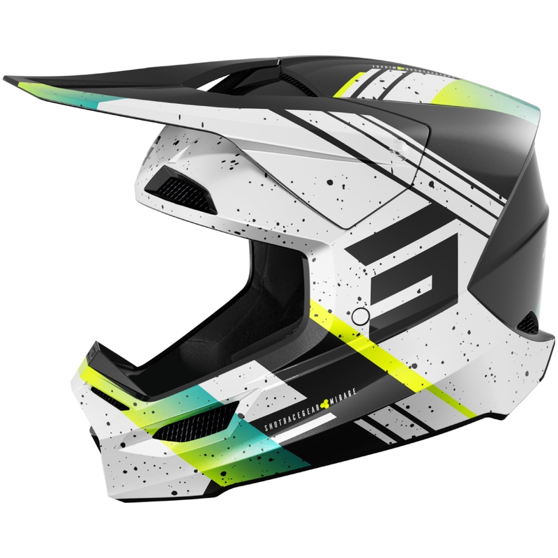 Motocrosshjelm Shot Furious Mirage blå-fluogul