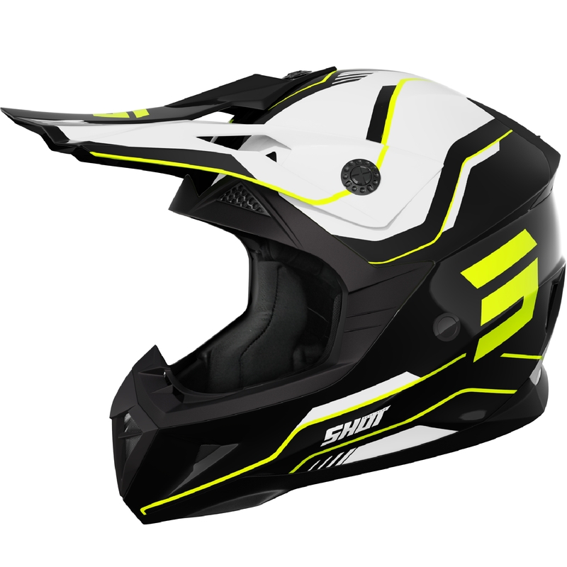 Motocrosshjelm til børn Shot Pulse Lines sort-fluogul