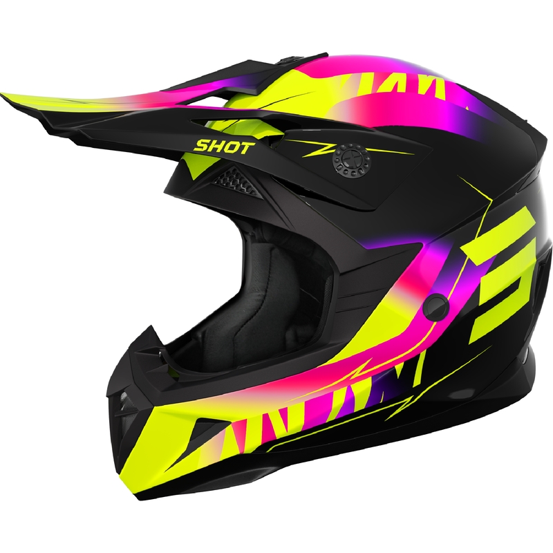 Motocrosshjelm til børn Shot Pulse X-Trem pink-fluogul