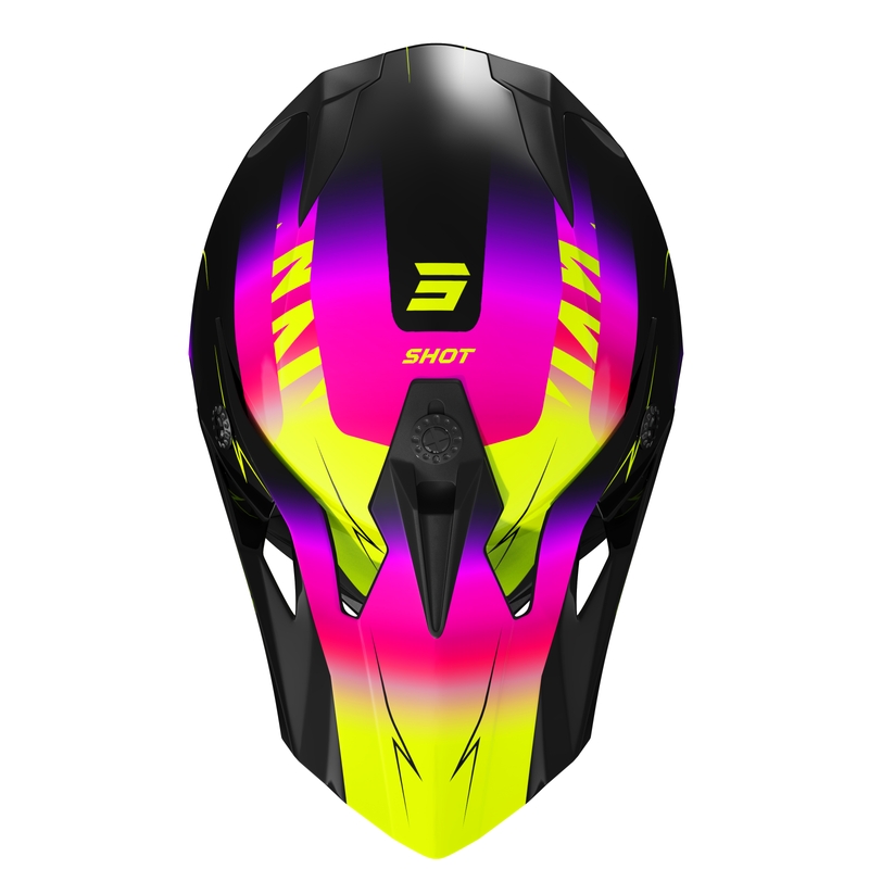 Motocrosshjelm til børn Shot Pulse X-Trem pink-fluogul