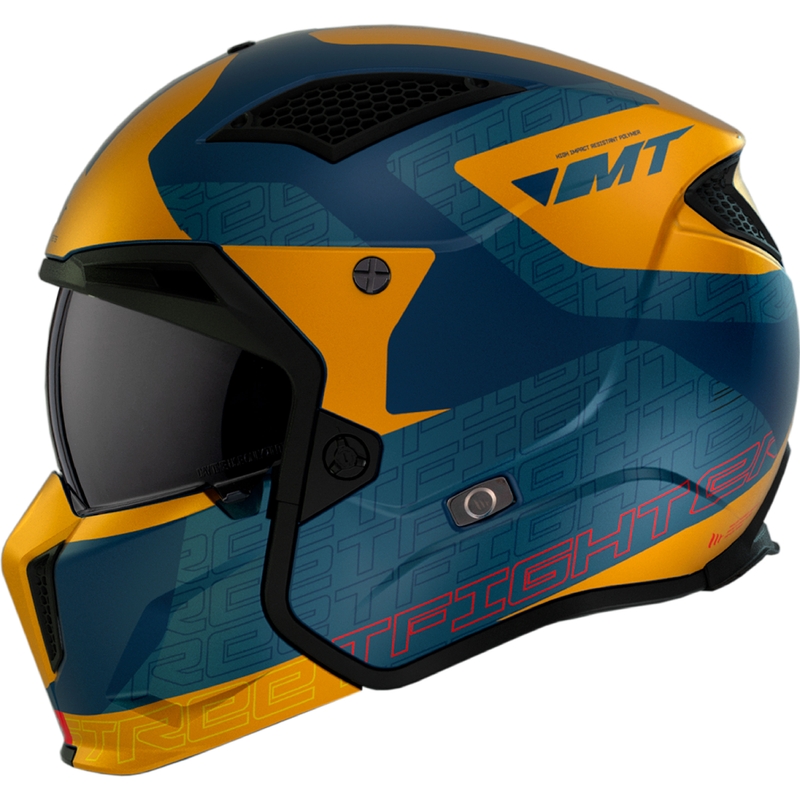 Åben hjelm med maske MT Streetfighter SV Totem C3 blå-gul