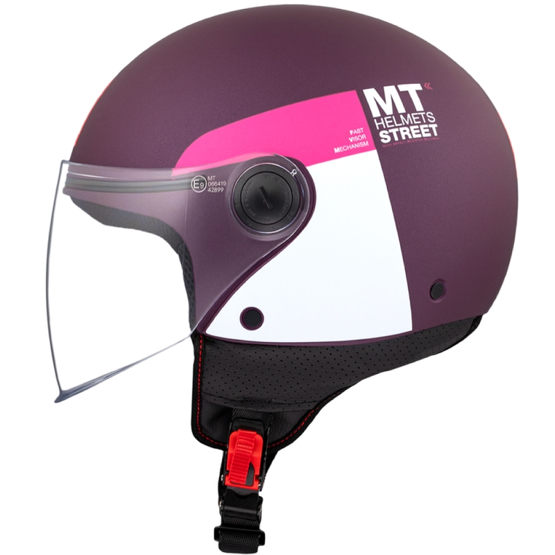 Åben motorcykelhjelm MT STREET INBOARD C8 mat lilla-pink