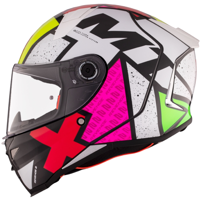 MT REVENGE 2 S Light CO integreret motorcykelhjelm blank hvid-rosa-gul