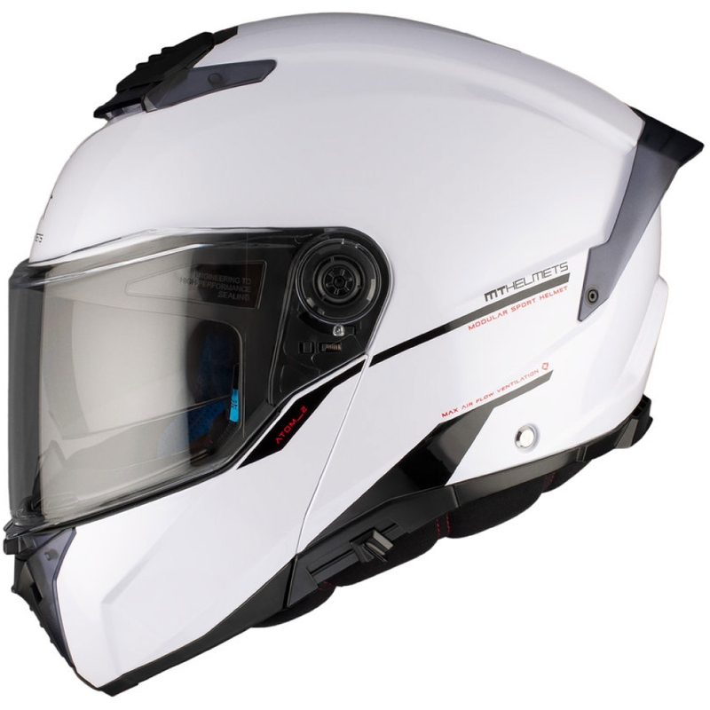 MT ATOM 2 SV SOLID A0 motorcykelhjelm hvid blank