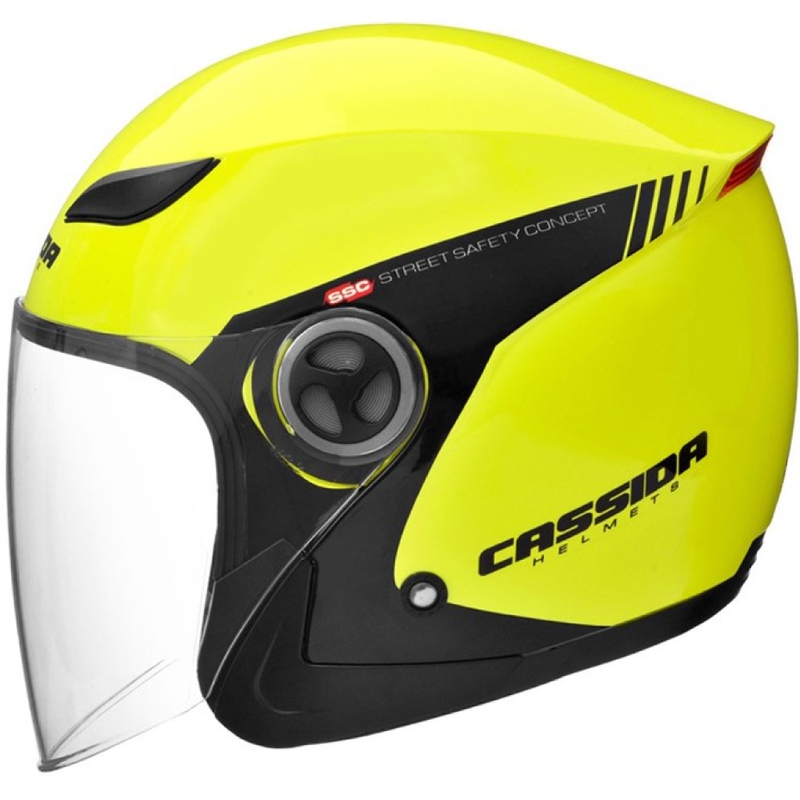 Cassida Reflex Safety åben motorcykelhjelm sort-fluogul