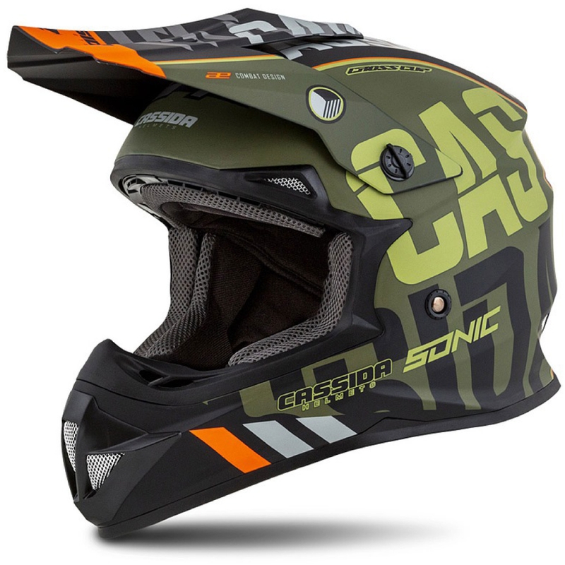 Cassida Cross Cup Sonic motocrosshjelm orange-grøn mat