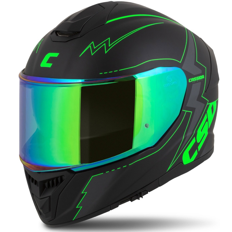Integral motorcykelhjelm Cassida Integral GT 2.1 Flash sort-fluogrøn-grå