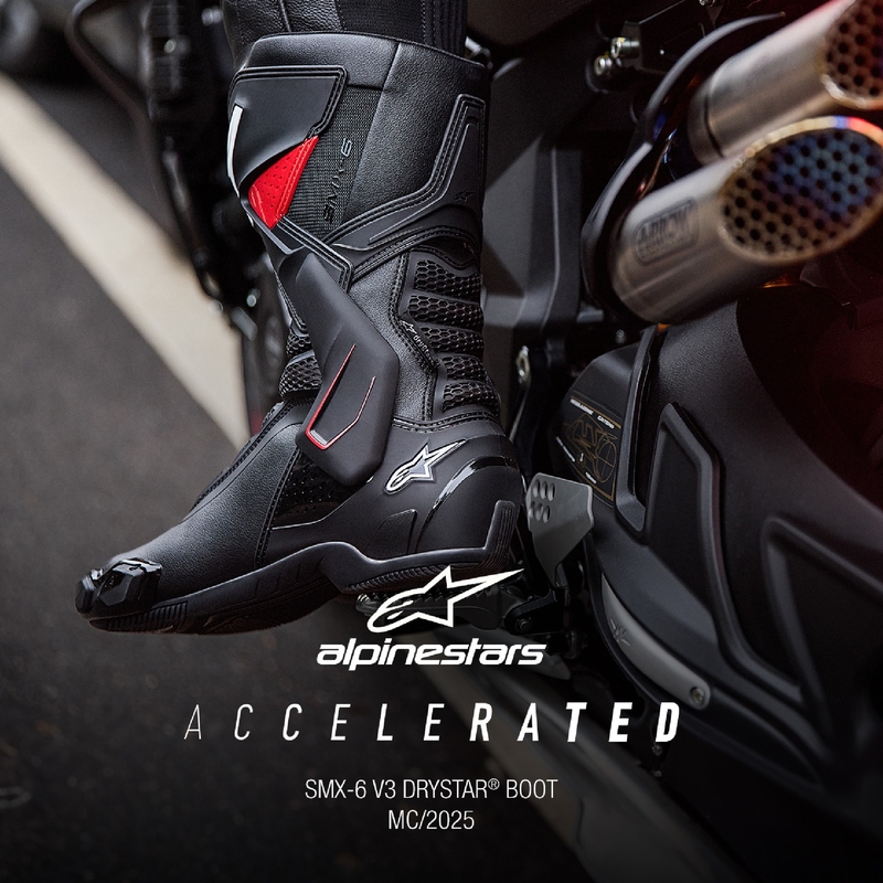 Alpinestars SMX-6 3 Drystar sorte og røde motorcykelstøvler