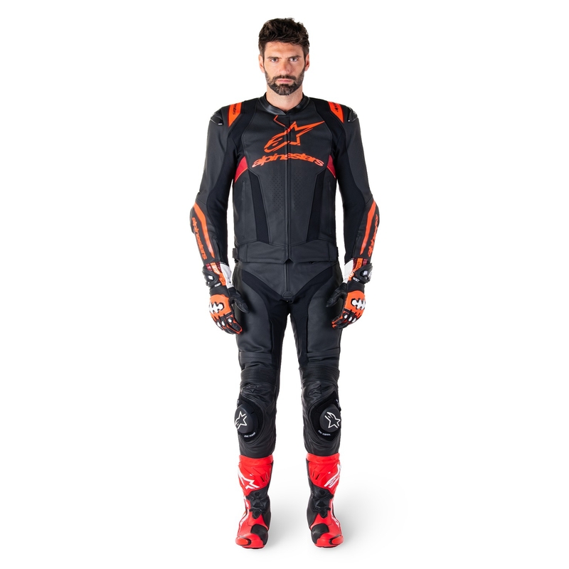 Alpinestars Missile 3 Ignition Black-Fluo Red-Dark Red motorcykeljakke i læder