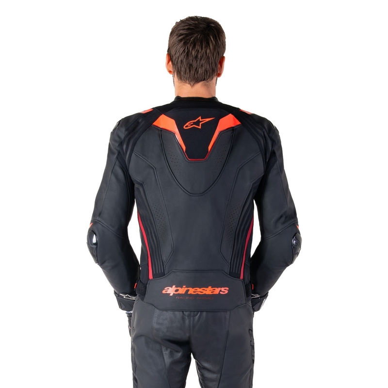 Alpinestars Missile 3 Ignition Black-Fluo Red-Dark Red motorcykeljakke i læder