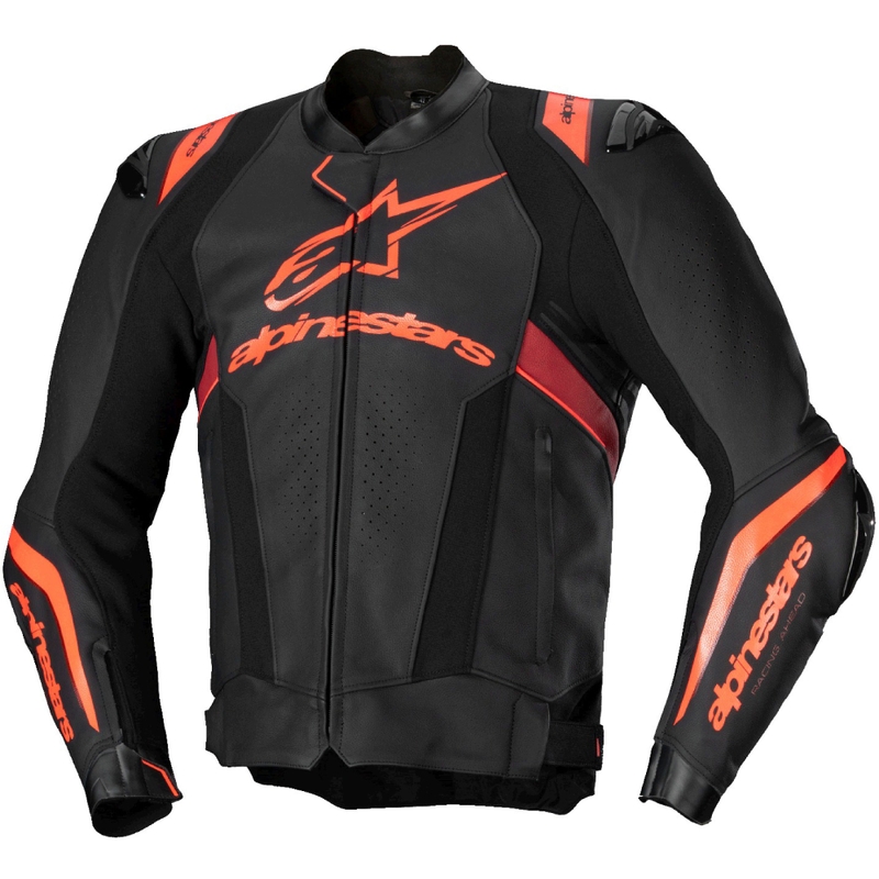 Alpinestars Missile 3 Ignition Black-Fluo Red-Dark Red motorcykeljakke i læder