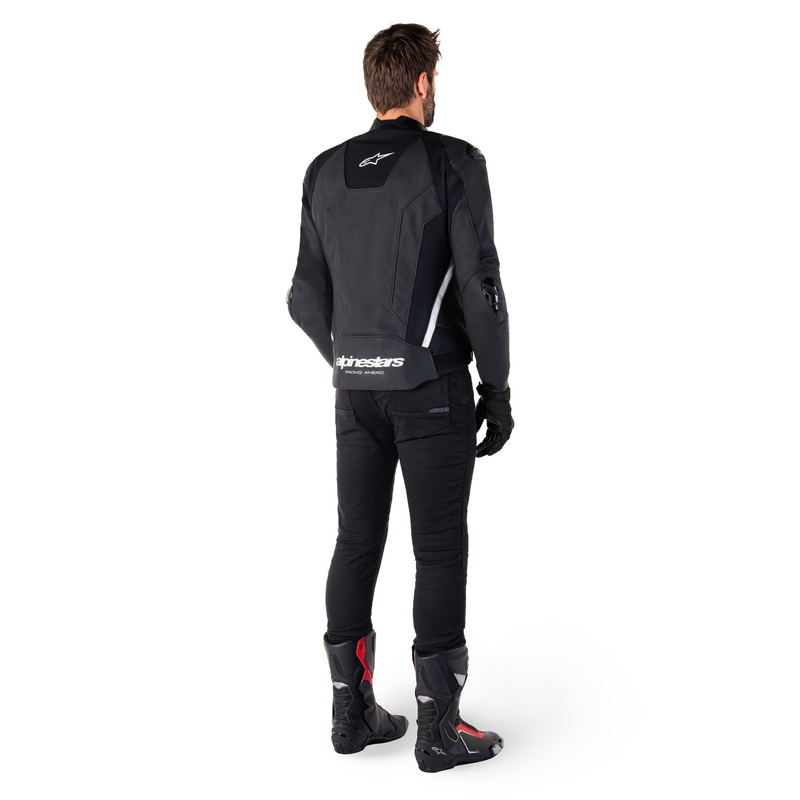 Alpinestars Missile 3 sort og hvid motorcykeljakke i læder
