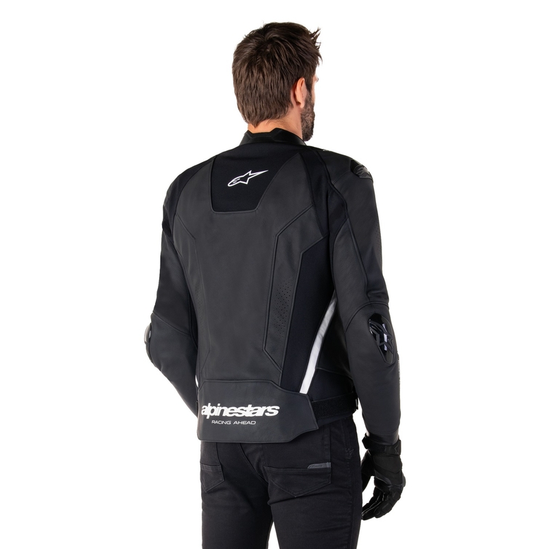 Alpinestars Missile 3 sort og hvid motorcykeljakke i læder