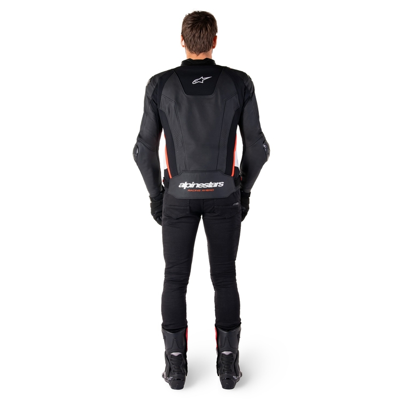 Alpinestars Missile 3 Black-White-Fluo Red motorcykeljakke i læder