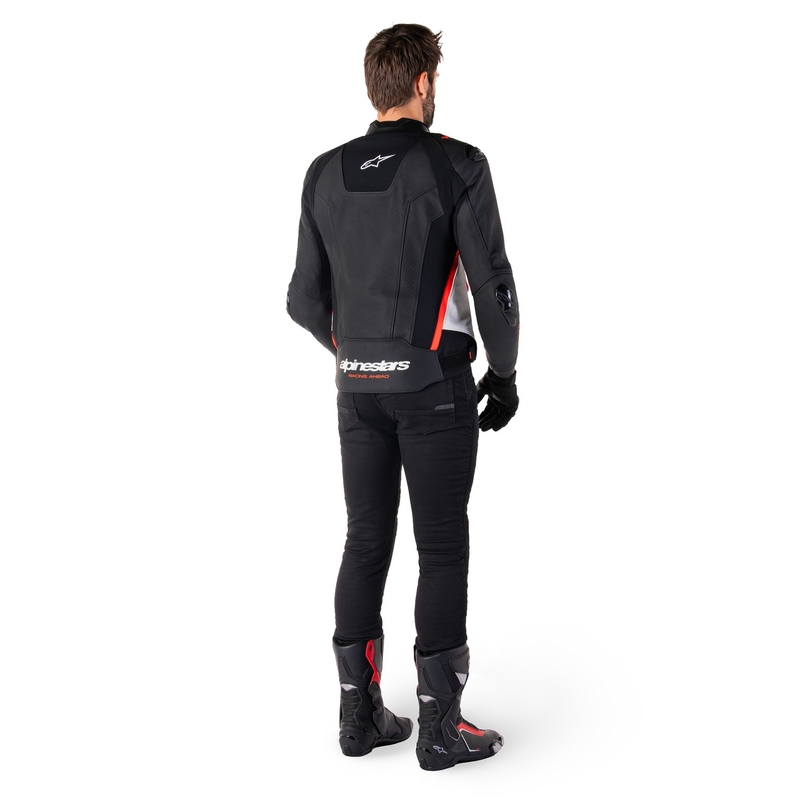 Alpinestars Missile 3 Black-White-Fluo Red motorcykeljakke i læder