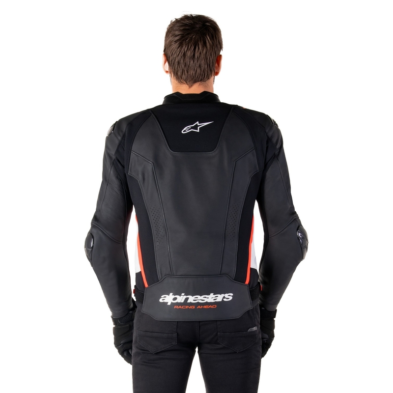 Alpinestars Missile 3 Black-White-Fluo Red motorcykeljakke i læder