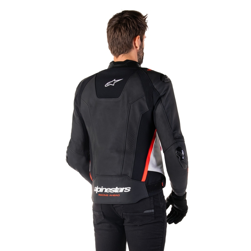 Alpinestars Missile 3 Black-White-Fluo Red motorcykeljakke i læder