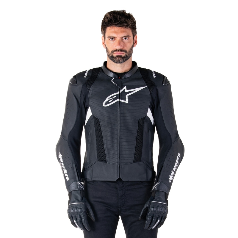Alpinestars Missile 3 Airflow sort og hvid motorcykeljakke i læder