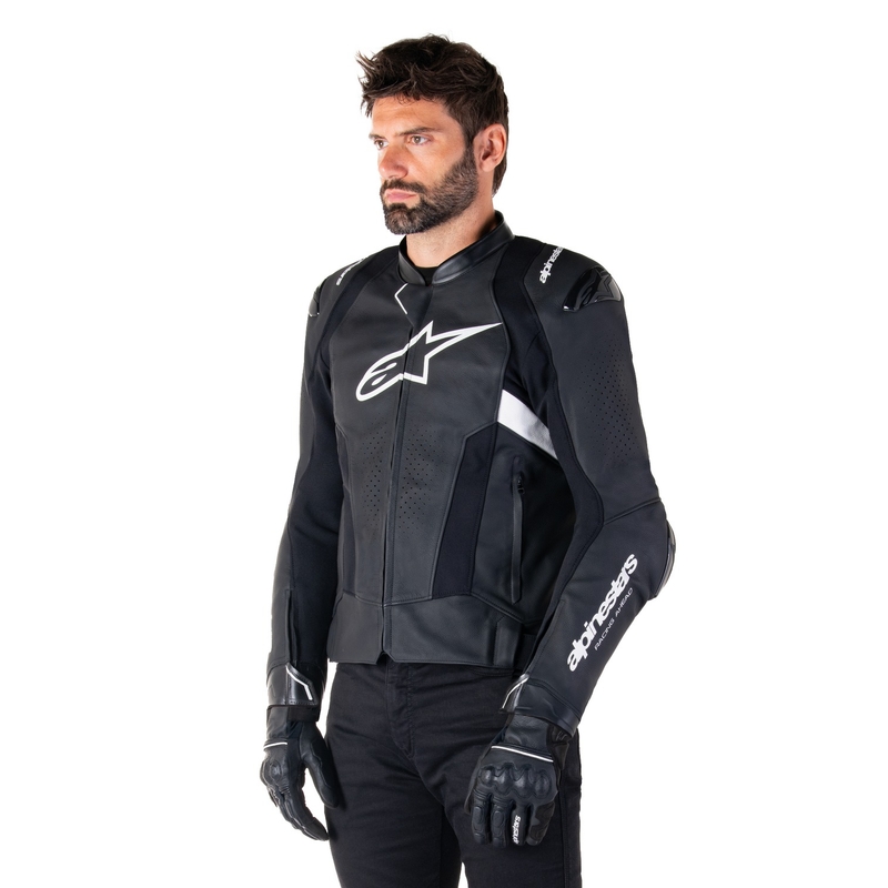 Alpinestars Missile 3 Airflow sort og hvid motorcykeljakke i læder