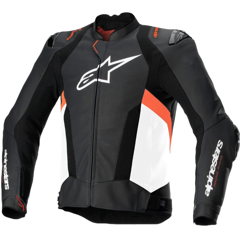 Alpinestars Missile 3 Airflow Black-White-Fluo Red motorcykeljakke i læder