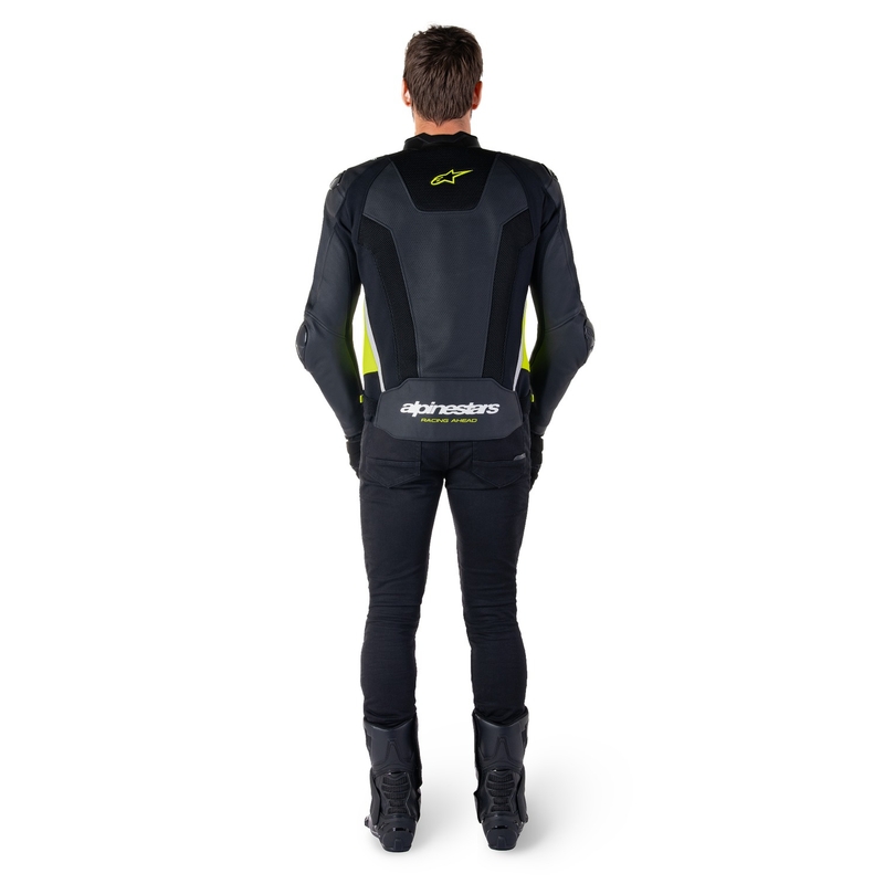 Alpinestars Missile 3 Airflow Black-Fluo Yellow-White motorcykeljakke i læder