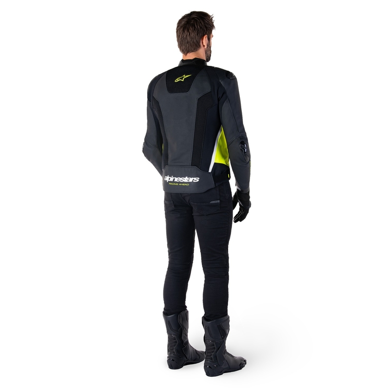 Alpinestars Missile 3 Airflow Black-Fluo Yellow-White motorcykeljakke i læder
