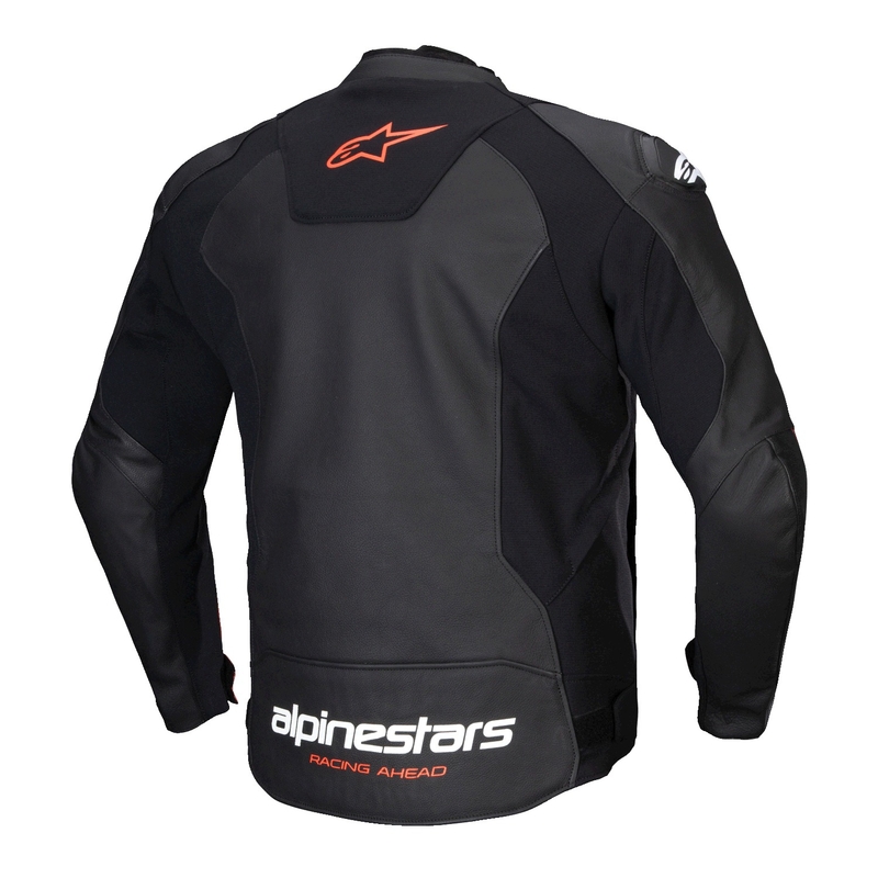 Alpinestars Faster 3 sort-fluorrød motorcykeljakke i læder