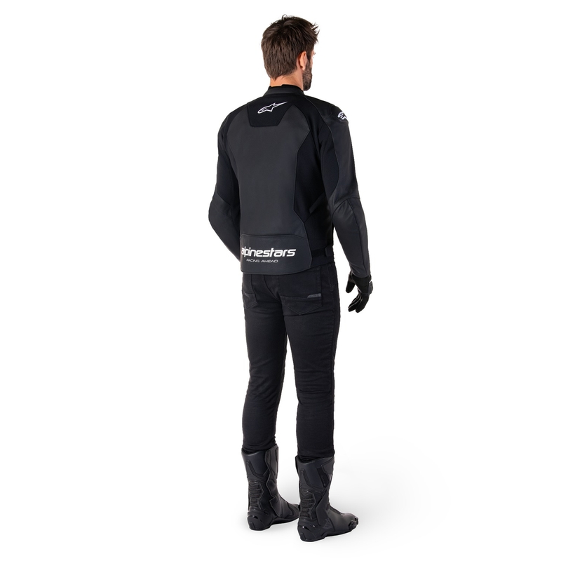 Alpinestars Faster 3 sort og hvid motorcykeljakke i læder