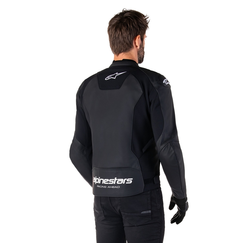 Alpinestars Faster 3 sort og hvid motorcykeljakke i læder