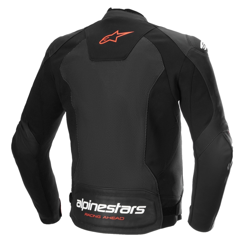 Alpinestars Faster 3 Airflow Black-Fluo Red motorcykeljakke i læder