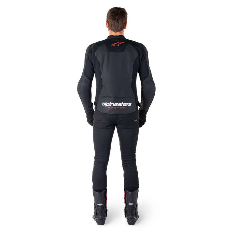 Alpinestars Faster 3 Airflow Black-Fluo Red motorcykeljakke i læder