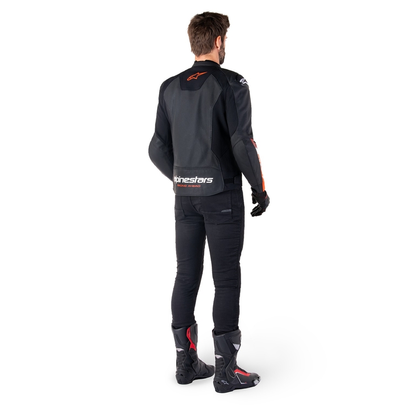 Alpinestars Faster 3 Airflow Black-Fluo Red motorcykeljakke i læder