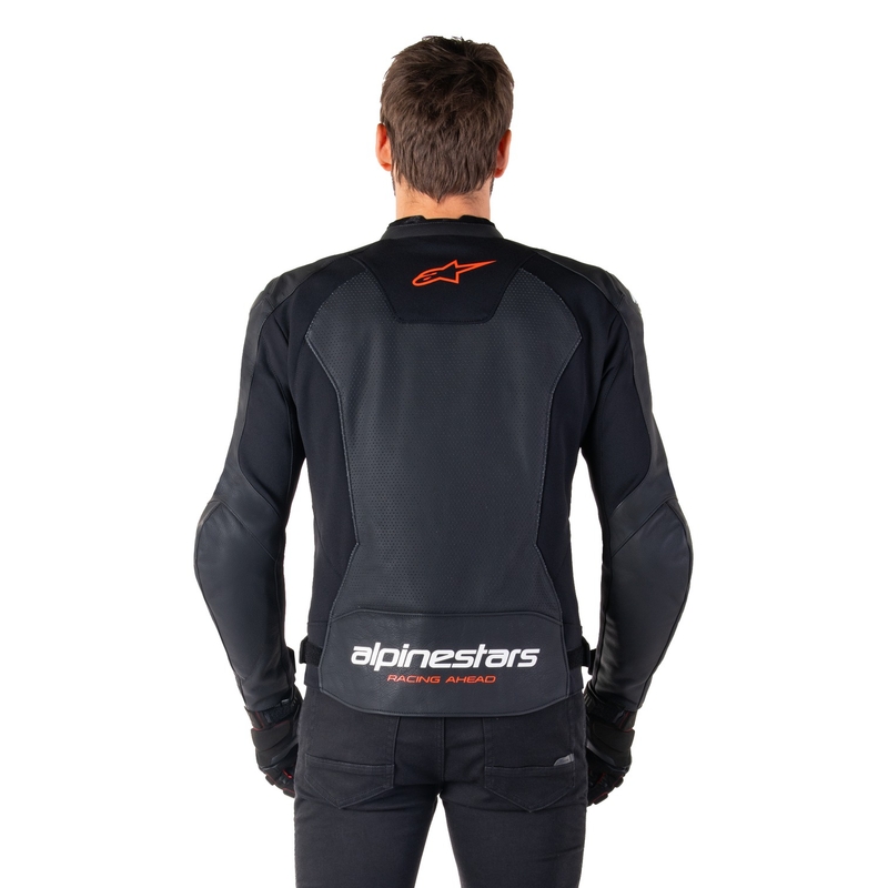 Alpinestars Faster 3 Airflow Black-Fluo Red motorcykeljakke i læder