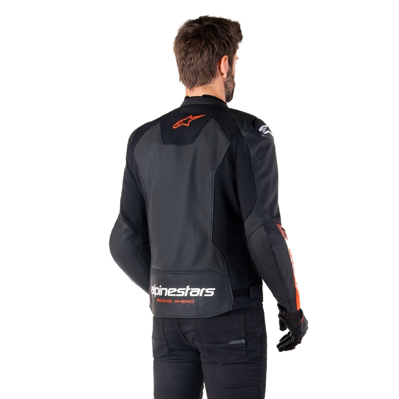 Alpinestars Faster 3 Airflow Black-Fluo Red motorcykeljakke i læder