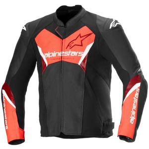 Alpinestars Faster 3 Airflow Black-Fluo Red motorcykeljakke i læder