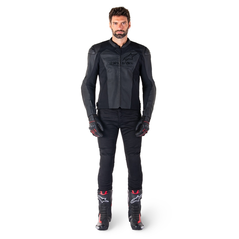 Alpinestars Faster 3 Airflow sort motorcykeljakke i læder