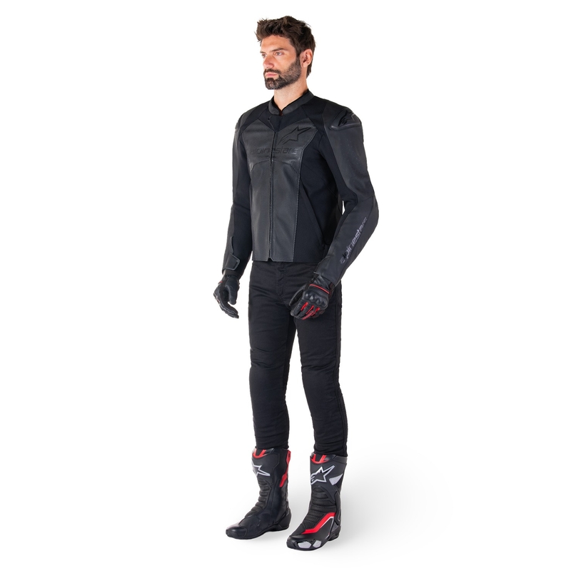 Alpinestars Faster 3 Airflow sort motorcykeljakke i læder