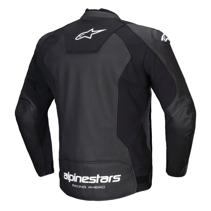 Alpinestars Faster 3 Airflow sort og hvid motorcykeljakke i læder