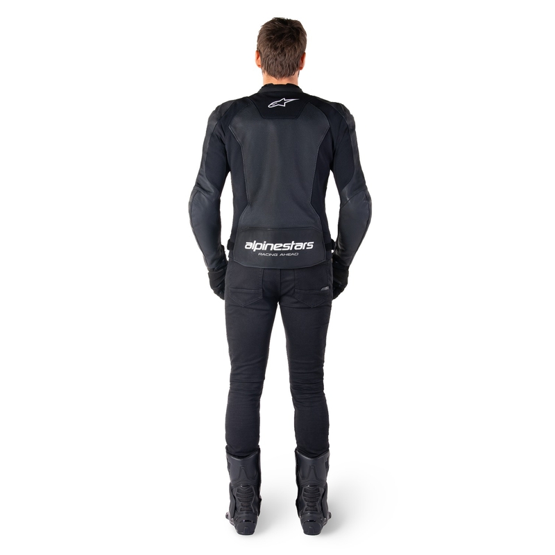 Alpinestars Faster 3 Airflow sort og hvid motorcykeljakke i læder