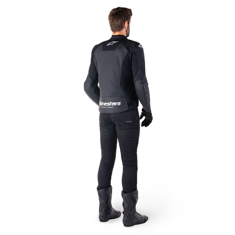 Alpinestars Faster 3 Airflow sort og hvid motorcykeljakke i læder