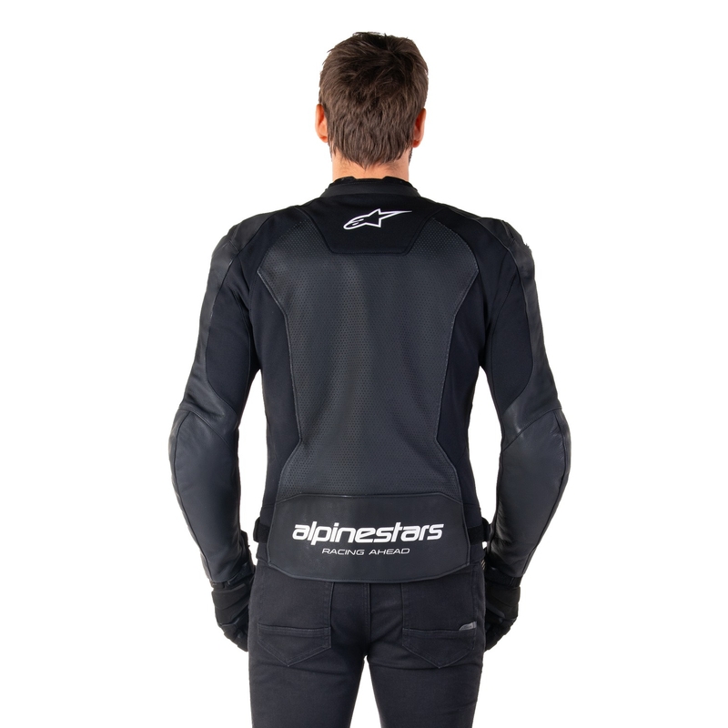 Alpinestars Faster 3 Airflow sort og hvid motorcykeljakke i læder