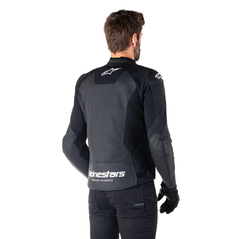 Alpinestars Faster 3 Airflow sort og hvid motorcykeljakke i læder