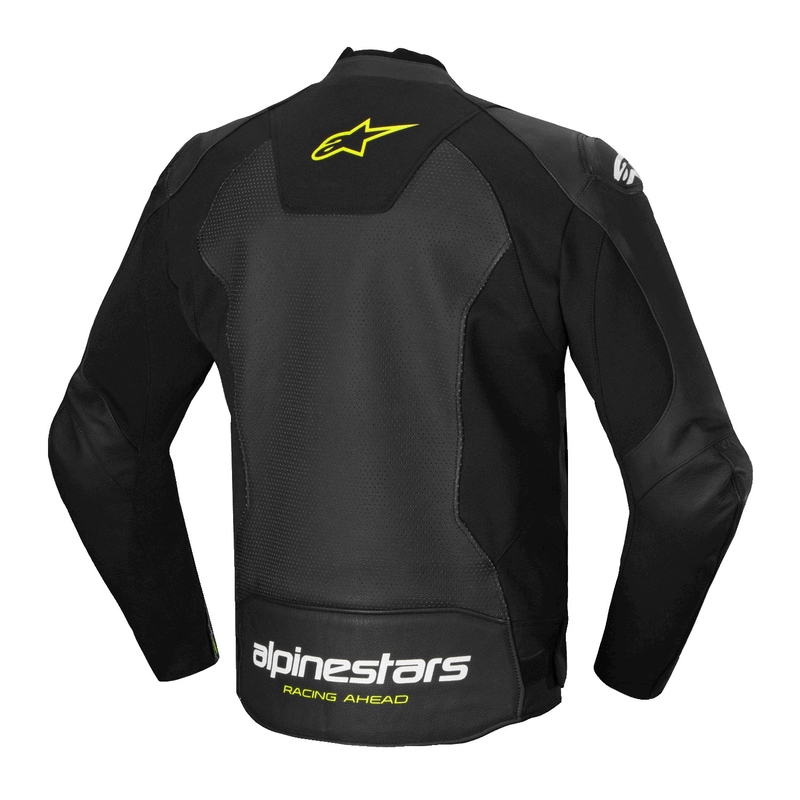Alpinestars Faster 3 Airflow Black-White-Fluo Yellow motorcykeljakke i læder