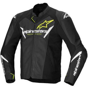 Alpinestars Faster 3 Airflow Black-White-Fluo Yellow motorcykeljakke i læder