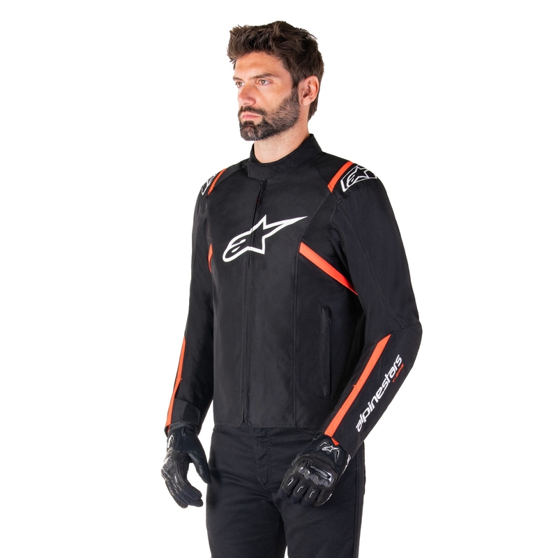 Alpinestars T-SPS 2 vandtæt sort-hvid-fluerød motorcykeljakke