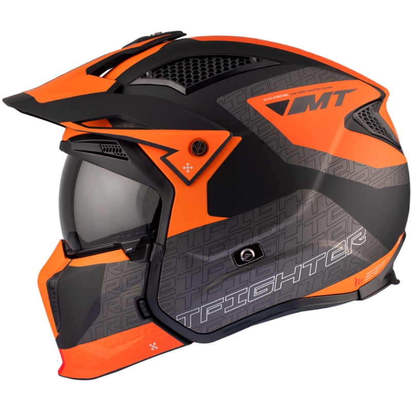 Åben hjelm med maske MT Streetfighter SV Totem B4 sort-grå-orange
