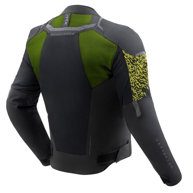 Motorcykeljakke Rebelhorn Jax sort-fluogul