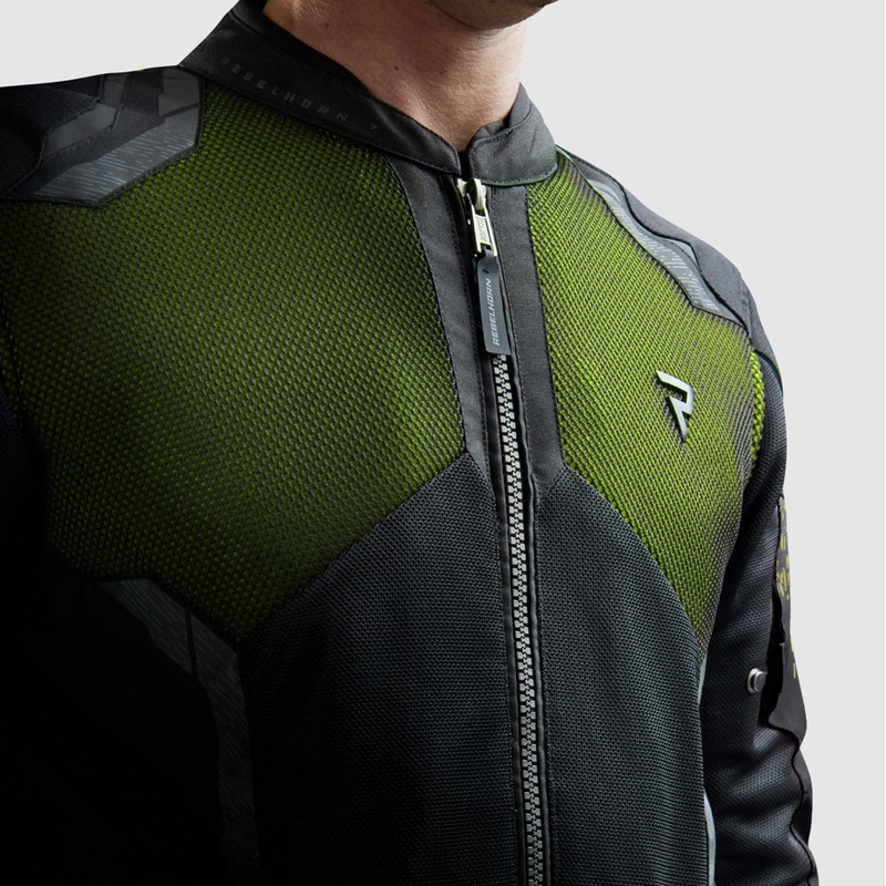 Motorcykeljakke Rebelhorn Jax sort-fluogul