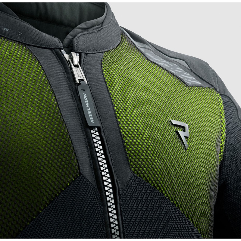 Motorcykeljakke Rebelhorn Jax sort-fluogul
